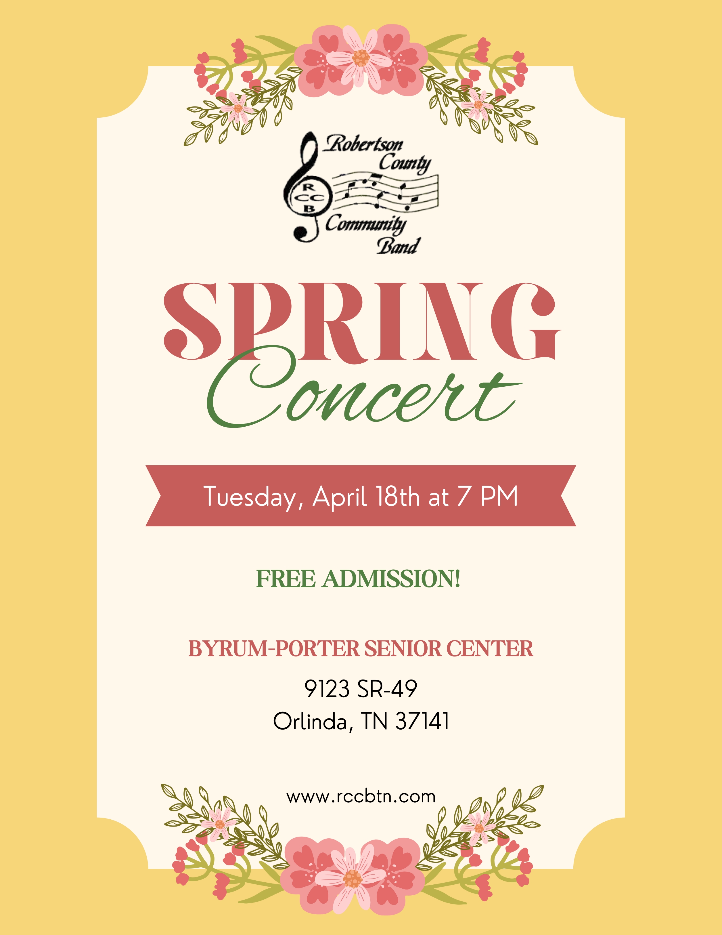 Example Communicity Concert Program Performances | Robertson County Community Band